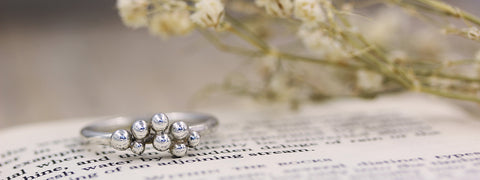 sterling silver grains of sand ring by Gemma Tremayne Jewellery 