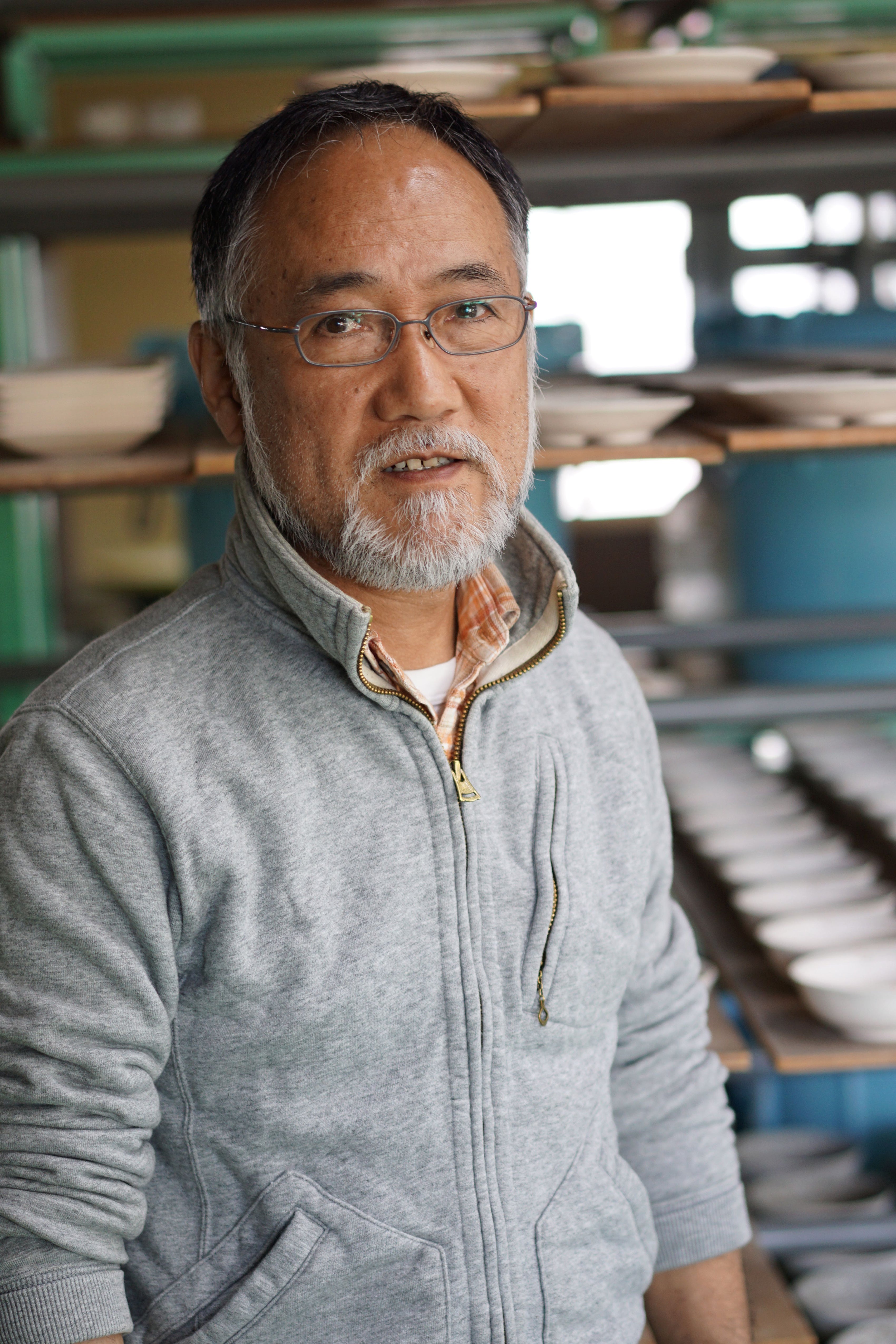 Mr. Moronuma at his pottery studio, Arita