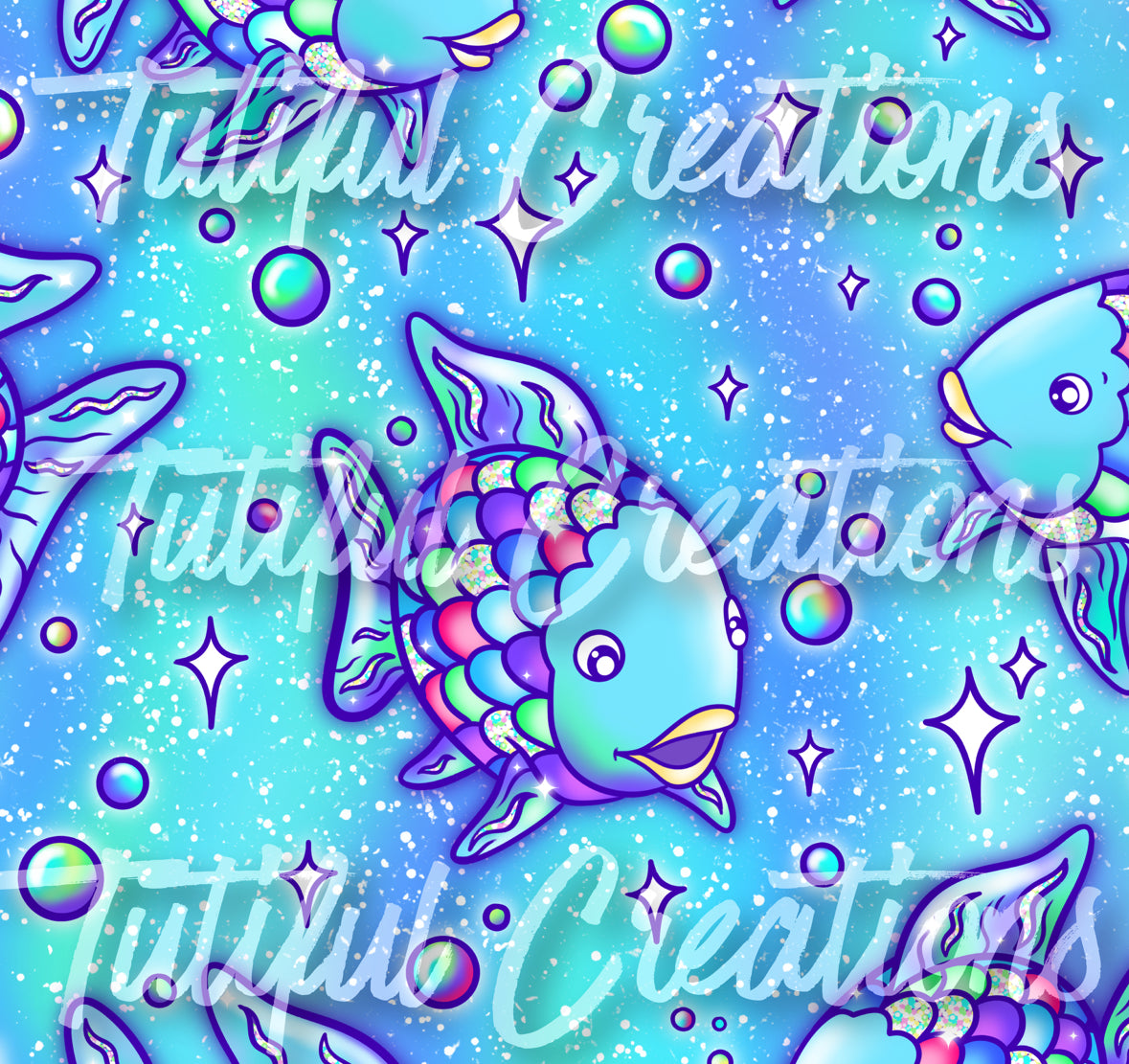 Rainbow fish PRINT ( Choose SELECT style/size etc.) rib knit