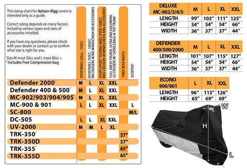 Bike Motorcycle Cover Size Chart by Virginia City Motorcycle Company