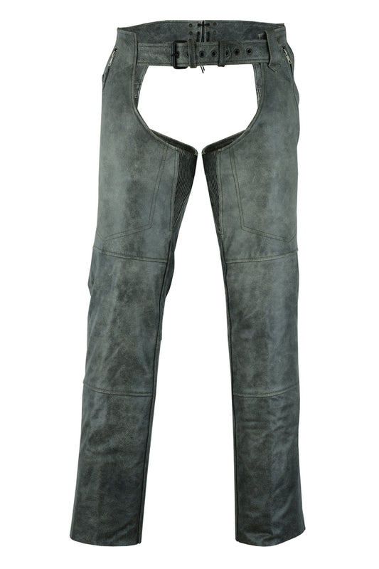 Leather Chaps - Women's - Gray - Hip Set - Stretchy Thighs - DS