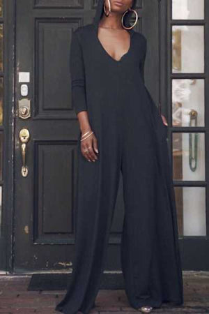 strapless lantern sleeve wide leg jumpsuit