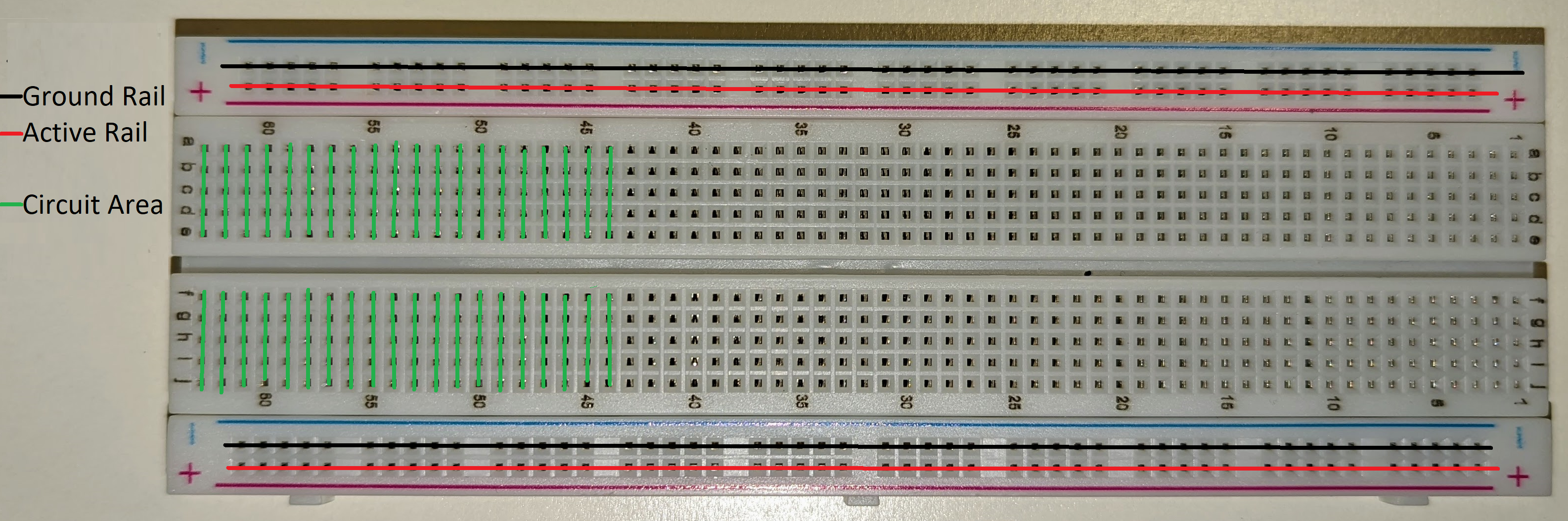 Figure 1: Internal connection of a breadboard