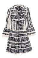 Ella Midi Dress in Black/Off-White