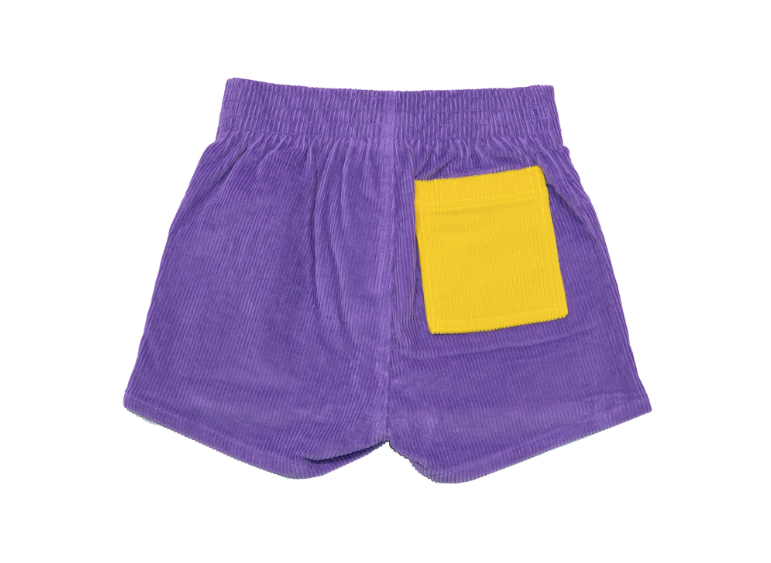 Corduroy Shorts in Two Tone Purple/Yellow