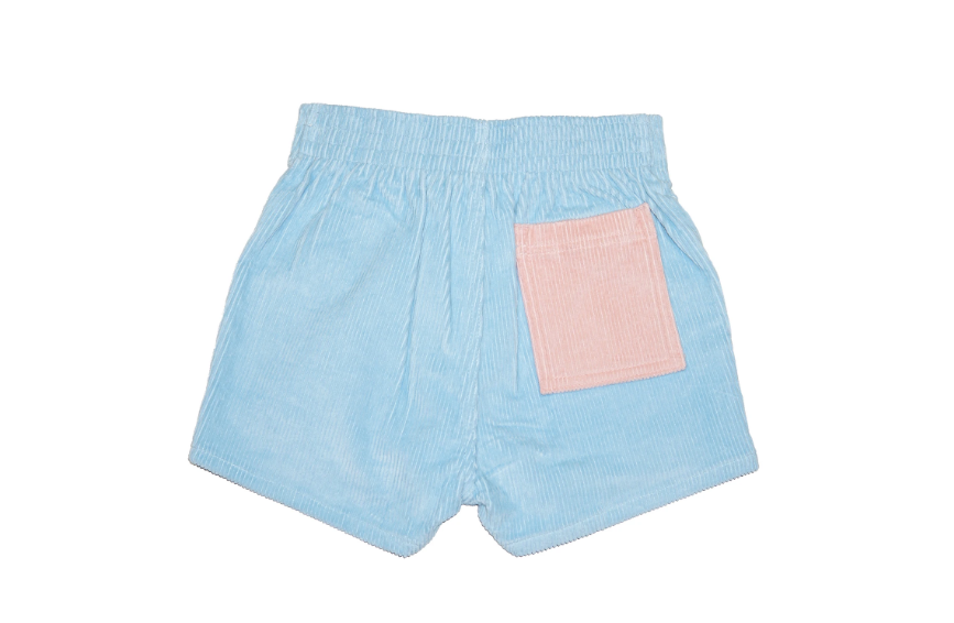 Corduroy Shorts in Two Tone Powder Blue/PowderPink