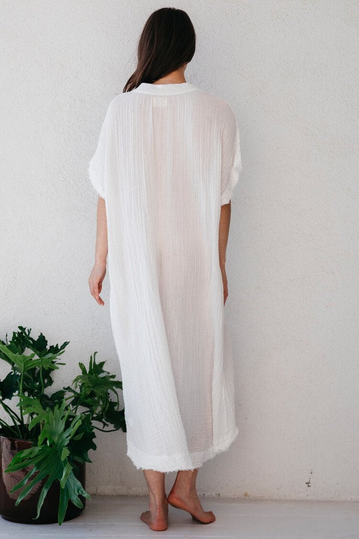 Tunisia Gauze Caftan in White