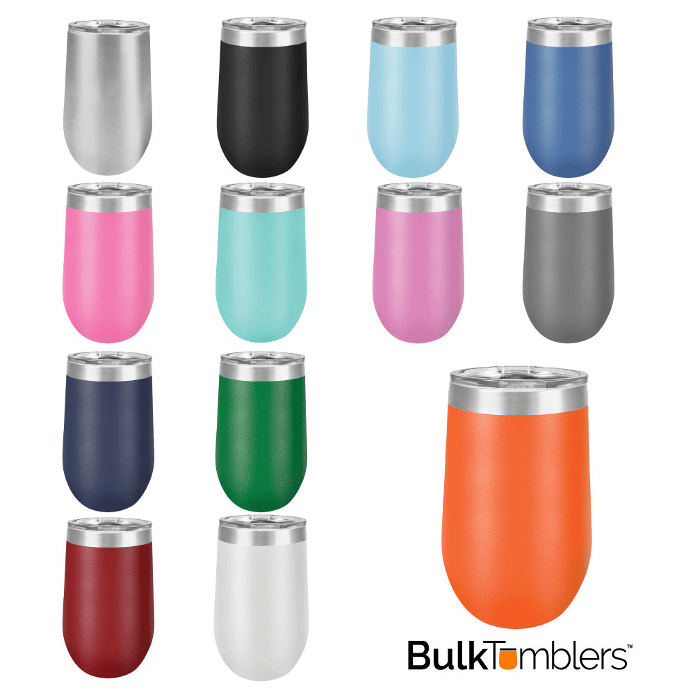 16 Oz Blank Stainless Steel Insulated Stemless Wine Tumbler With Lid Bulk Tumblers