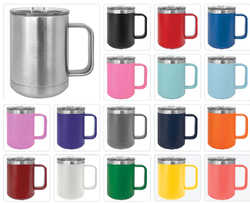 15 oz Stainless Steel Insulated Coffee Mug Powder Coated Double Wall S —  Bulk Tumblers