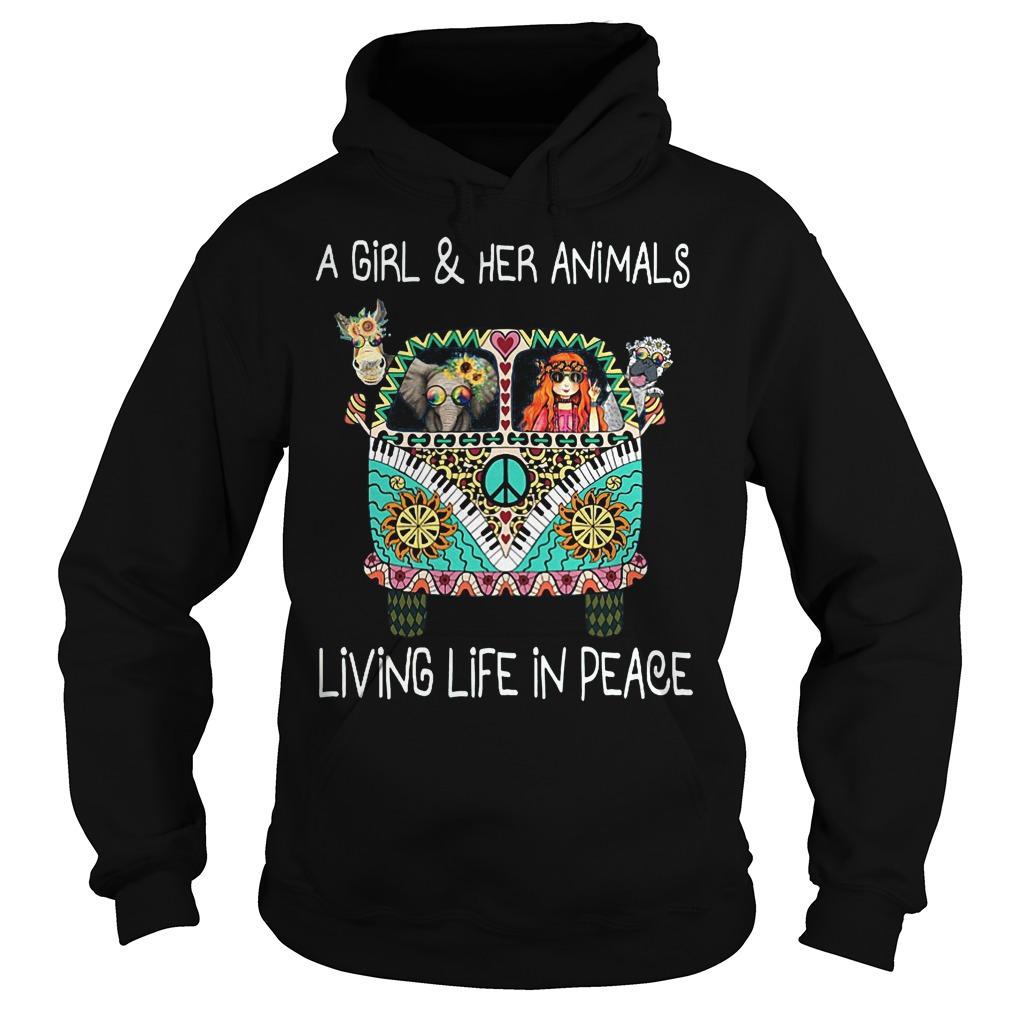 Hippie Bus A Girl Her Animals Living Life In Peace T Shirt