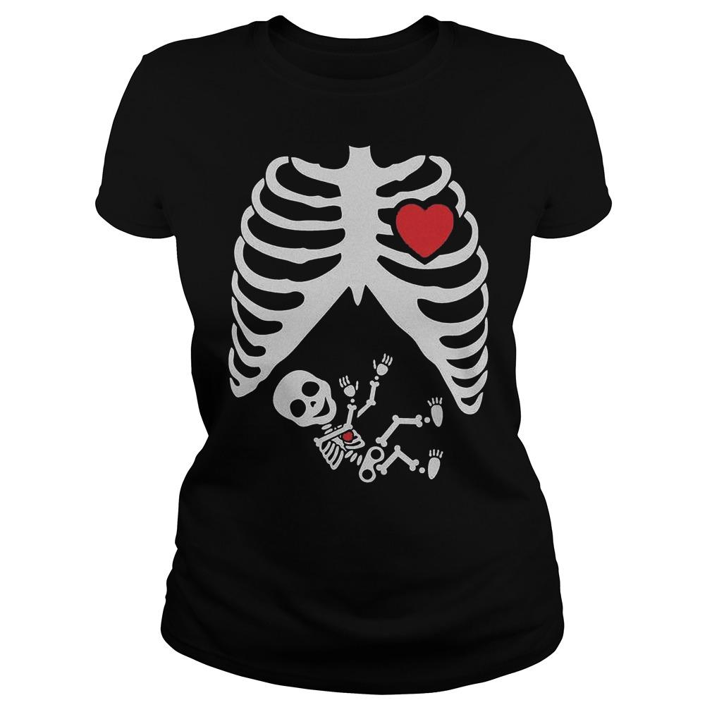 Halloween Maternity Baby Skeleton X-ray Cute Pregnancy Bump Classic Ts Shirts