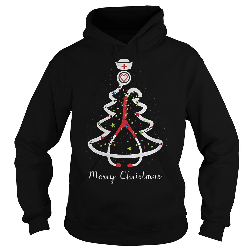 Merry Christmas Tree Stethoscope Nurse Nursing Sweat T Shirt