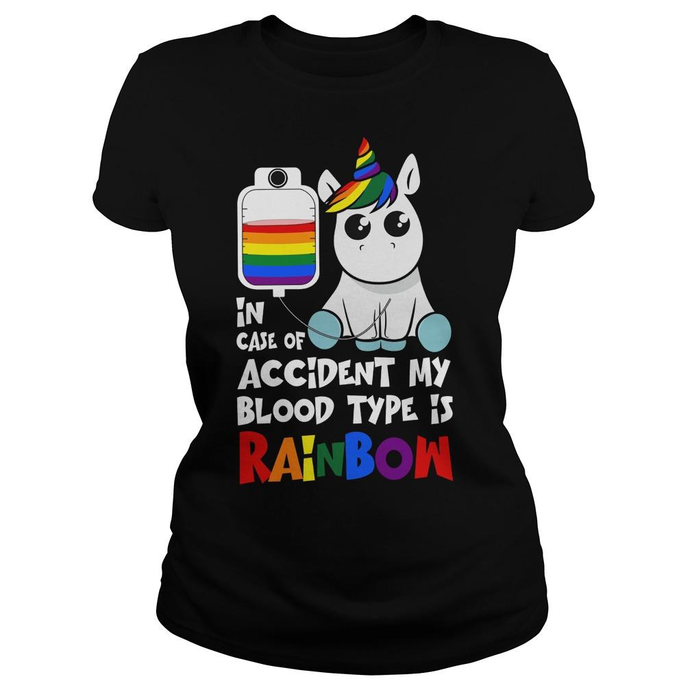 Unicorn In Case Of Accident My Blood Type Is Rainbow Classic Ts