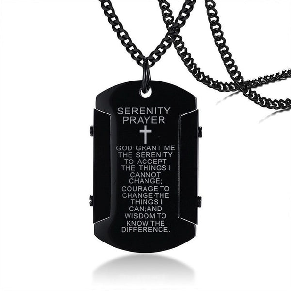 serenity prayer dog tag necklace