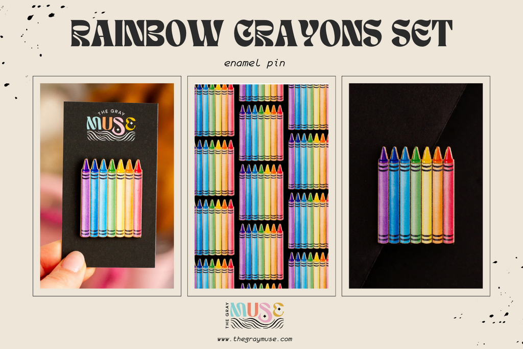 Rainbow Crayons Set Enamel Pin by the gray muse