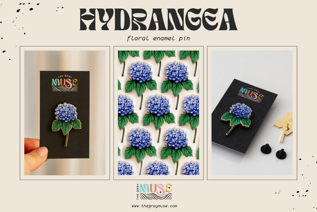 Hydrangea Enamel Pin