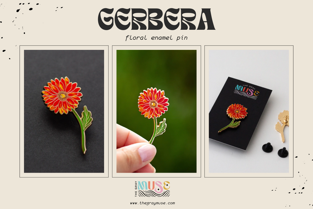 Gerbera Daisy Enamel Pin