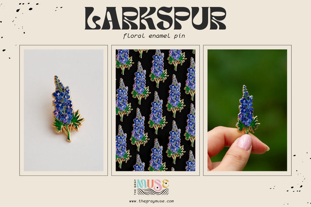 larkspur enamel pin