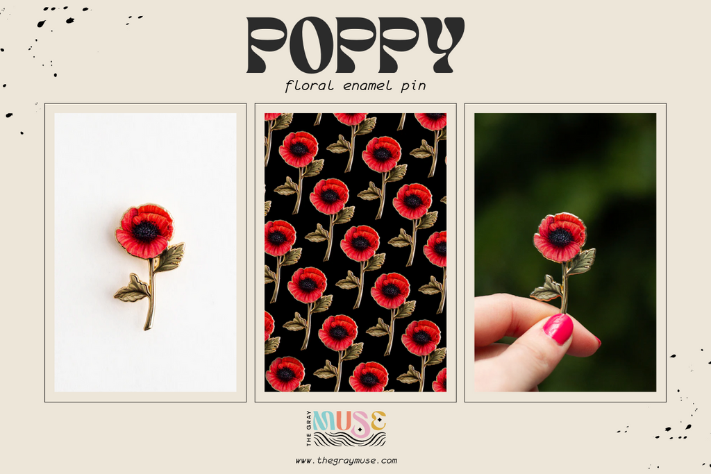 Poppy Floral Enamel Pin