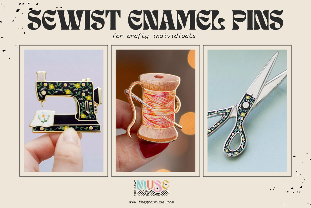The Gray Muse Sewing Enamel Pins