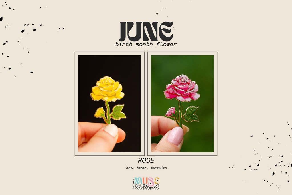 june birth month flower enamel pins