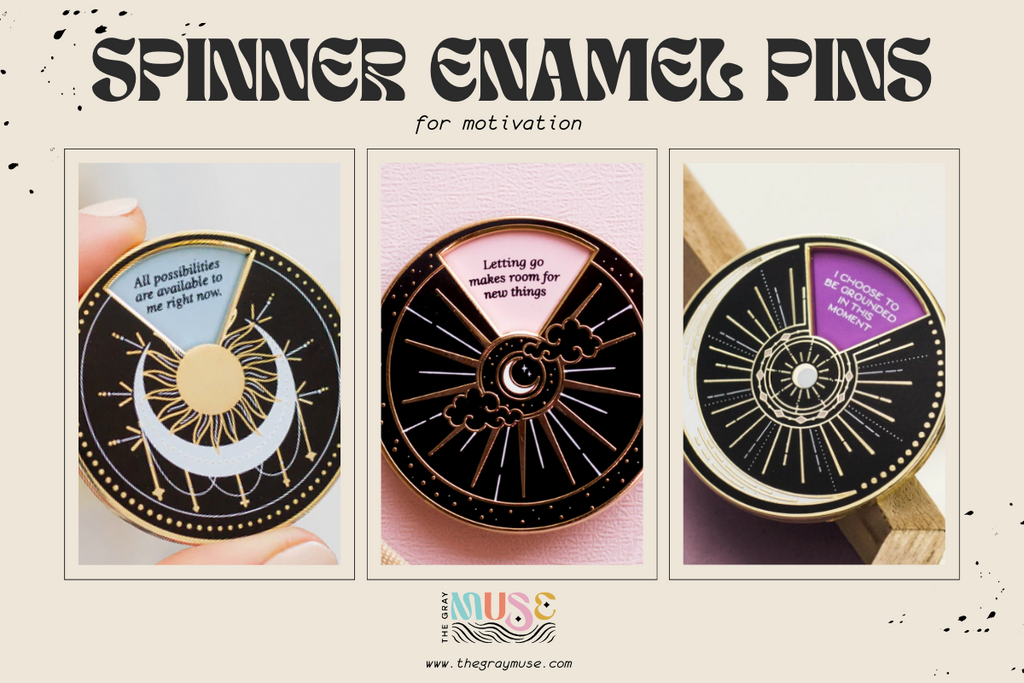 spinner enamel pins by the gray muse