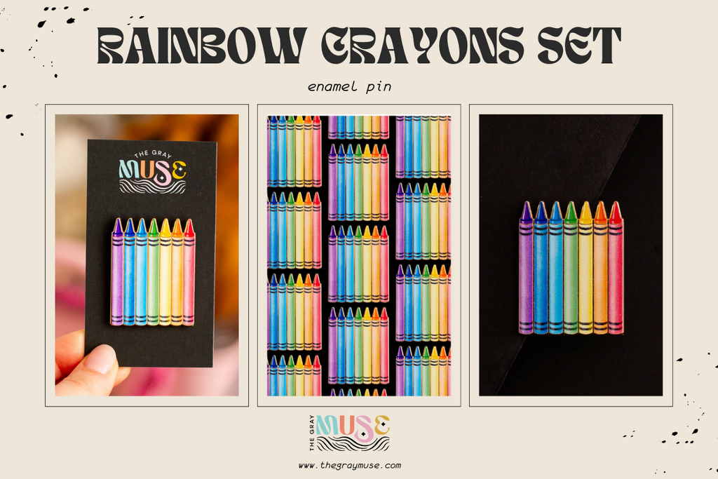 Rainbow Crayons Set Enamel Pin by The Gray Muse