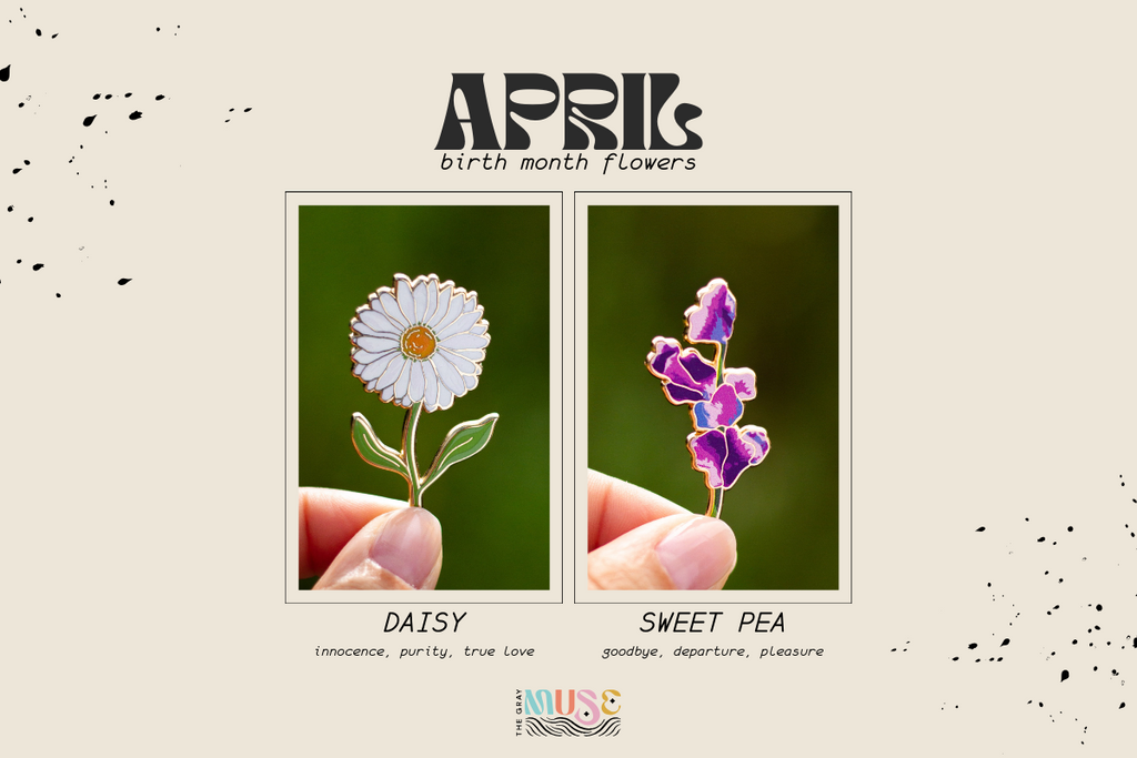 april birth month flower enamel pins