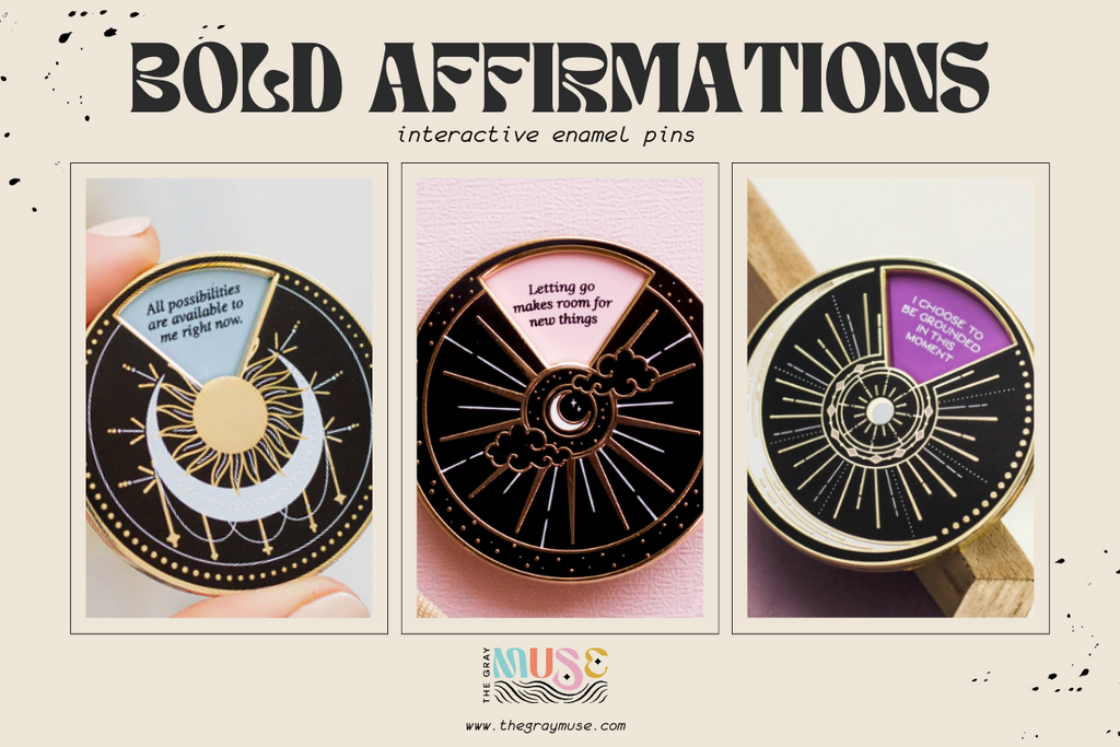 bold affirmations interactive enamel pin