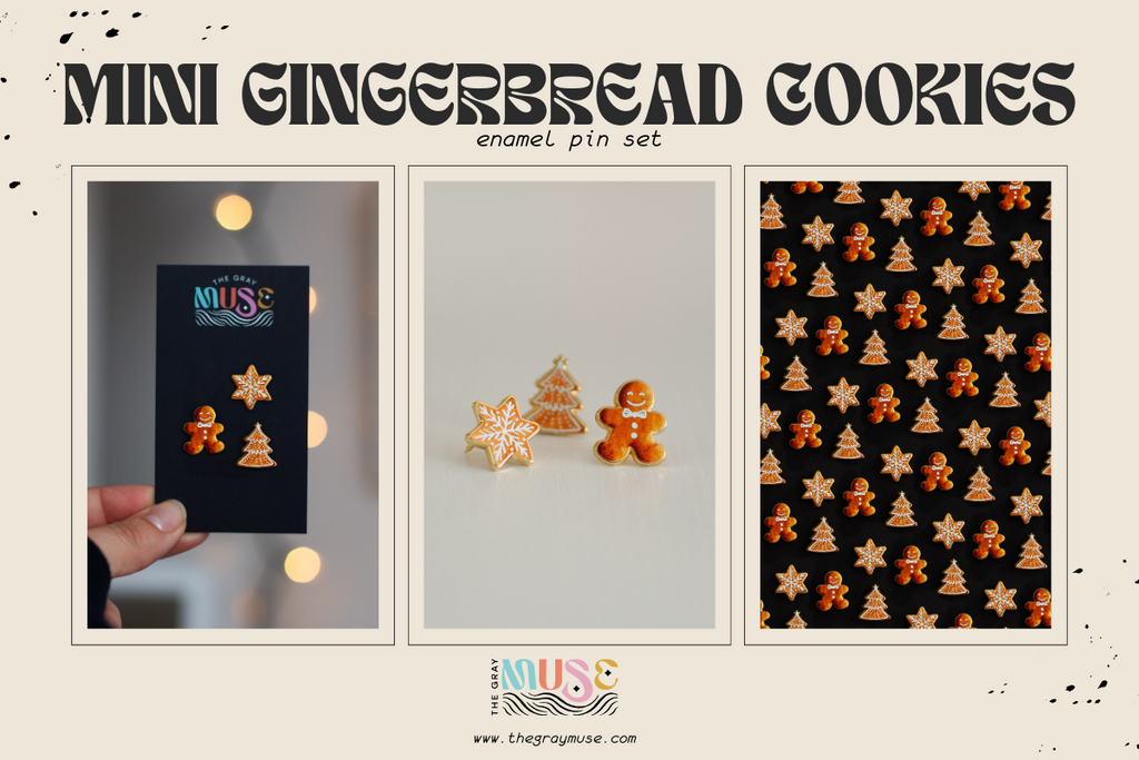 mini gingerbread cookies enamel pin by the gray muse