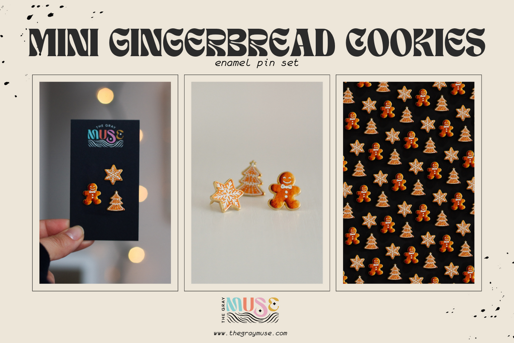 The Gray Muse - Mini Gingerbread Cookies Enamel Pin Set