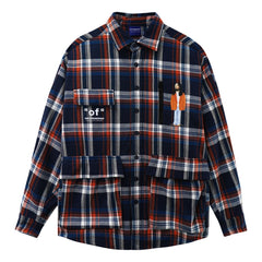ORI FREDERIQO CHARACTER PLAID SHIRT JACKET-NAVY