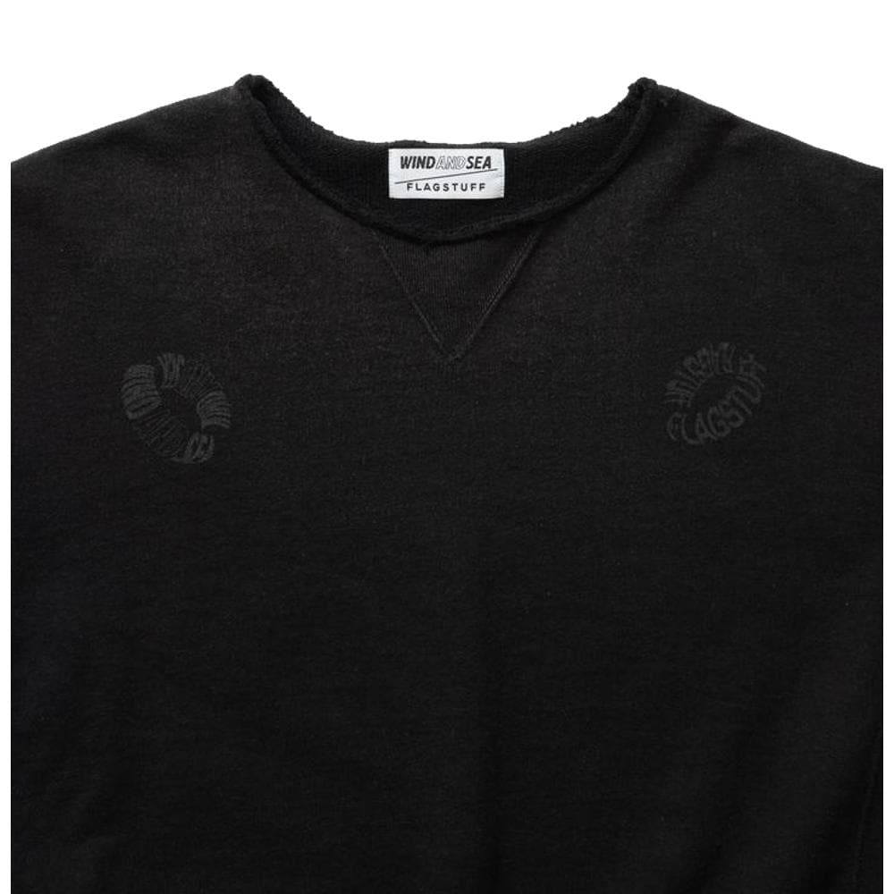 WINDANDSEA SEA Damaged Crew neck / Black | patisserie-cle.com