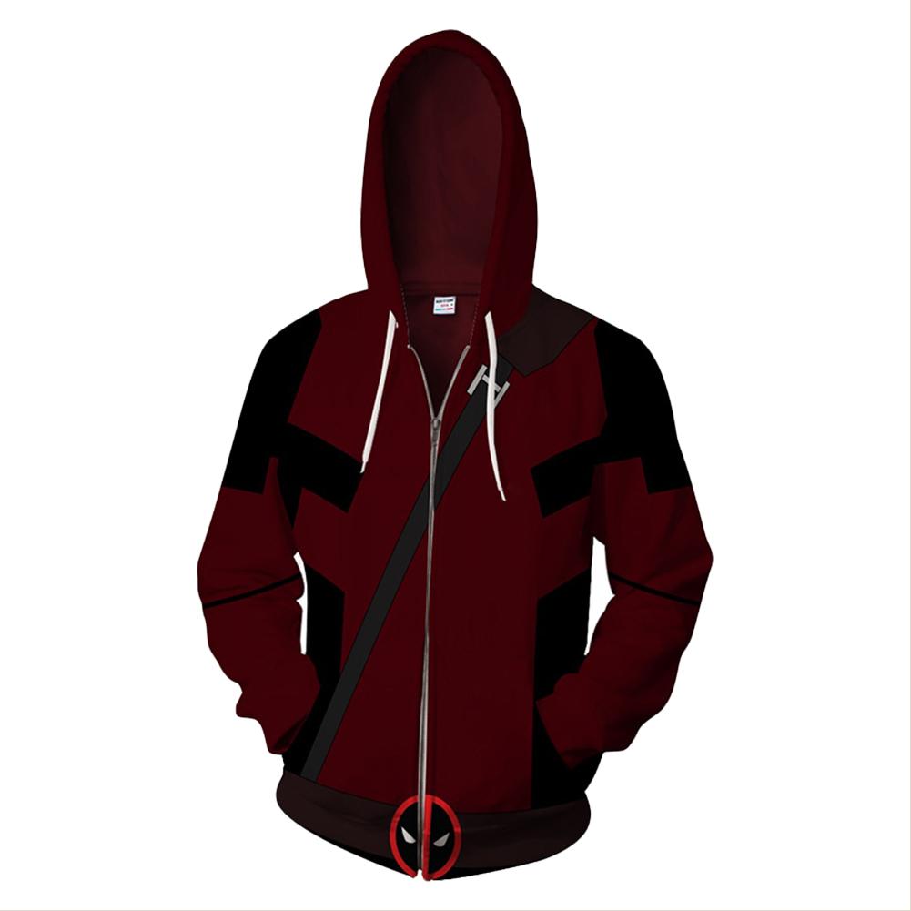 Unisex Hoodies Dead Pool Zip Up 3D Print Jacket Sweatshirt