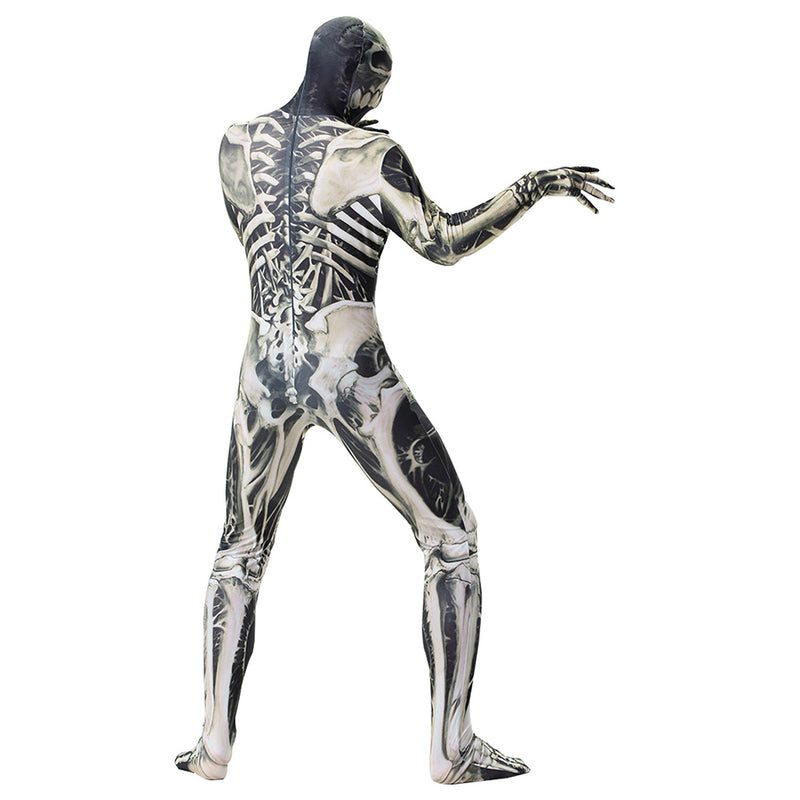 Halloween Adult Men Full Body Lycra Spandex Horror Skull Zentai Suit C