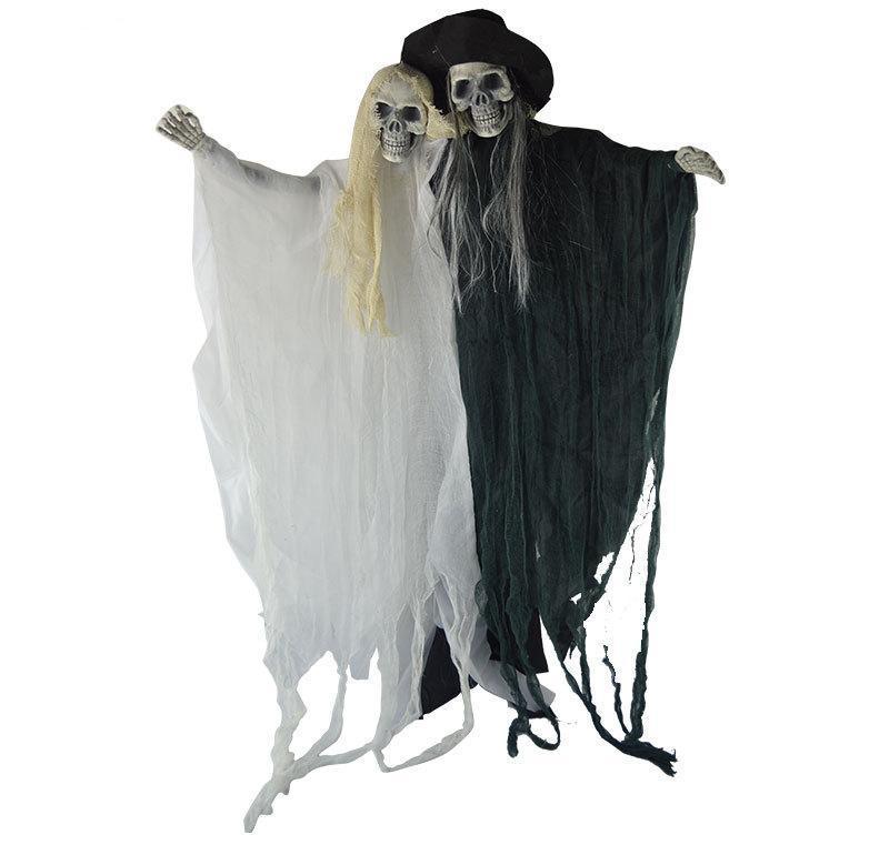 Hanging Skeleton Ghost Bride and Groom Wedding Couple Halloween Decora ...