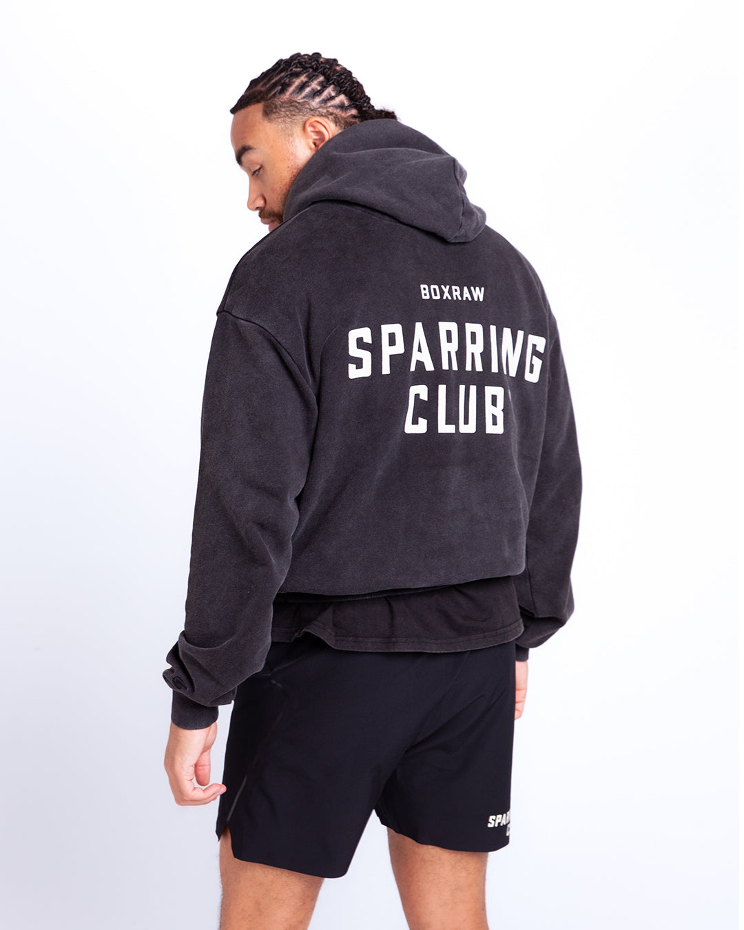 Sparring Club Oversized Hoodie - Washed Black - BOXRAW product image