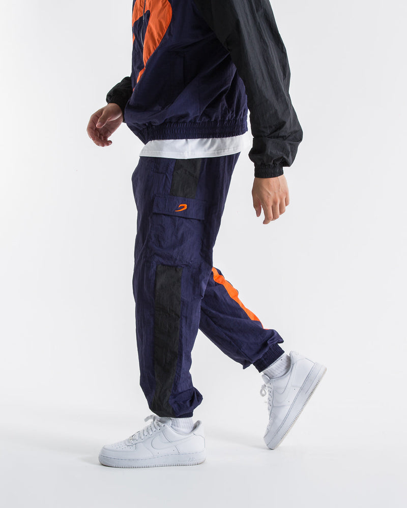 Men's Walker Tracksuit Bottoms - Black/Navy/Orange | BOXRAW