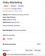 Hoku Marketing Google My Business Listing