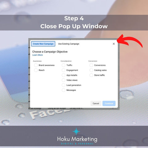 step 4 close popup window