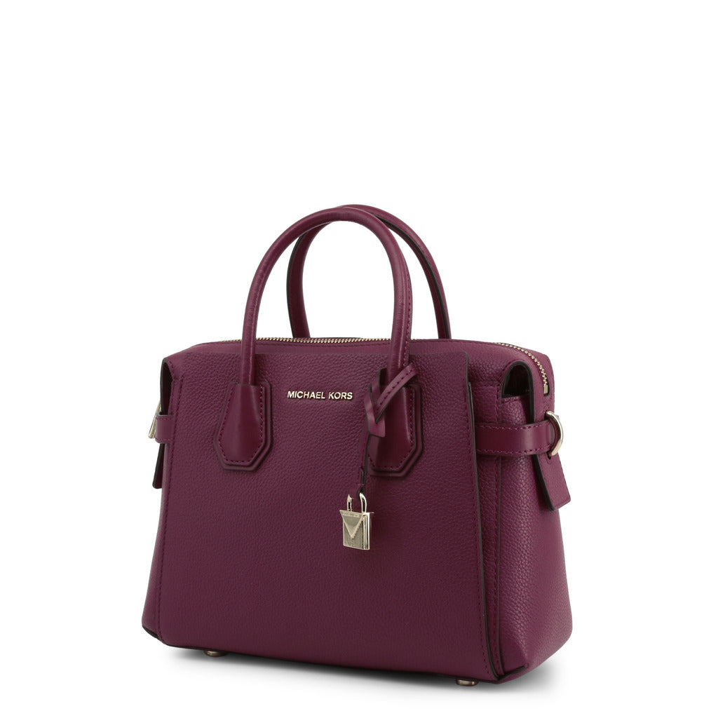 Michael Kors Mercer Berry Small Pebbled Leather Belted Satchel Bag 30S –  