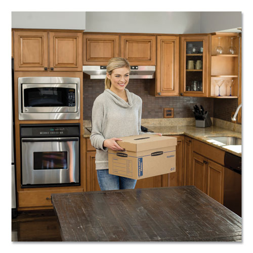 Bankers Box SmoothMove Maximum Strength Moving Boxes, Medium, Half Slotted Container (HSC), 18.5" x 12.25" x 12", Brown Kraft-Blue, 8-PK 7710301