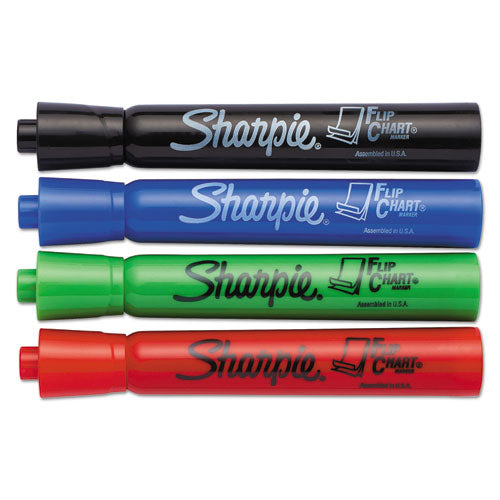 Sharpie Flip Chart Marker, Broad Bullet Tip, Assorted Colors, 4-Set 22474