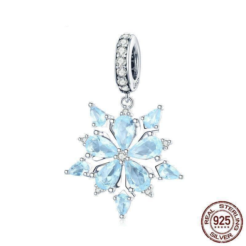 LovelyJewelry 925 Sterling Silver Snowflake Charms Blue White