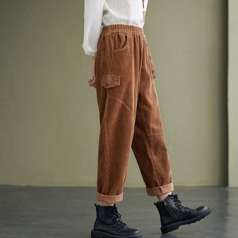Casual_Brown_baggy_pants_harem_pants With Black Shoes | Touchy Style