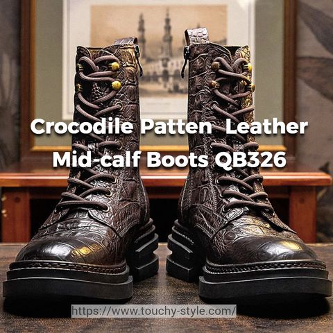 Crocodile Patten Men's Mid-Calf Boots - Casual Shoes QB326 - Touchy Style
