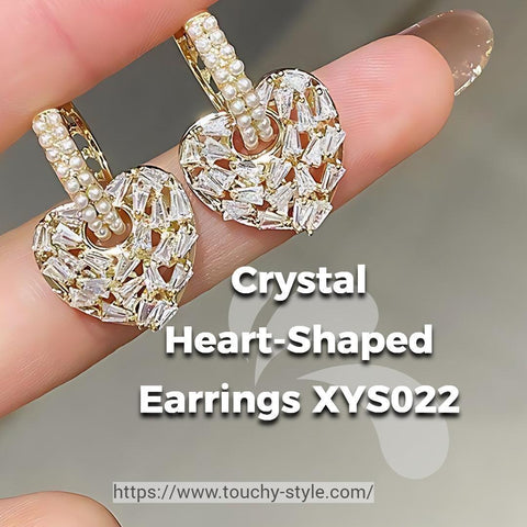 Crystal Heart-Shaped Earrings XYS022 - Touchy Style