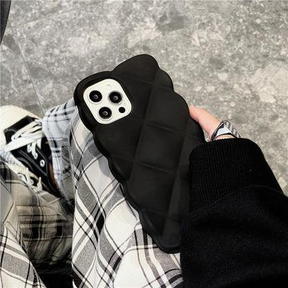 Cute Grid Black Silicone Phone Cases for iPhone 14, 13, 12, 11 Pro, XS Max, XR, X, 6S, 6, 7, 8 Plus, SE2