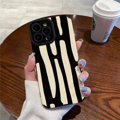 Luxury White Black Stripe Pattern Cute Phone Case for iPhone 14 Pro Max, 13, 12, 11, XS, XR, 7, 14 Plus