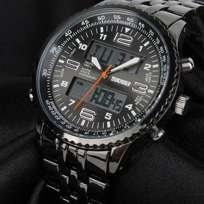Men Outdoor Sport Watch Alarm Chrono Calendar Waterproof 3Bar Back Light Dual Display Wristwatches 1032
